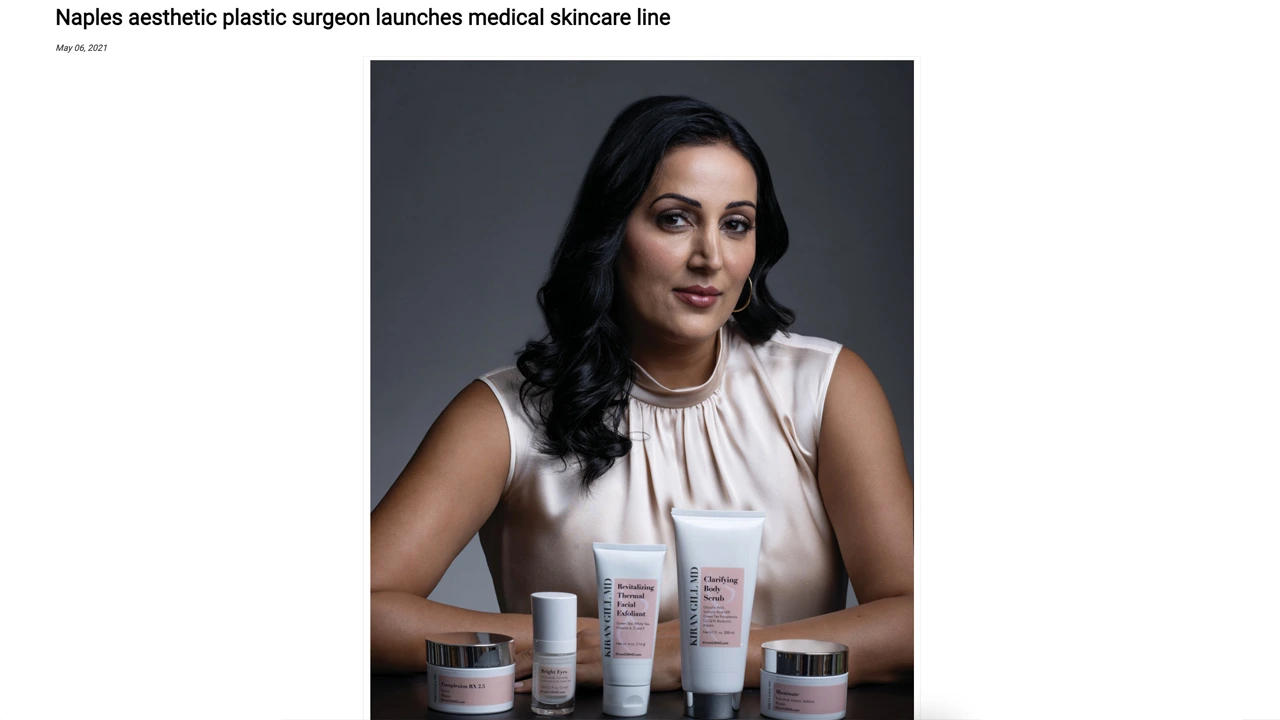 Naples aesthetic plastic surgeon launches medical skincare line with Naples Florida Weekly. 